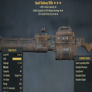 Quad Explode 25AP Cost Railway Rifle 3 Stars Level 50 PC