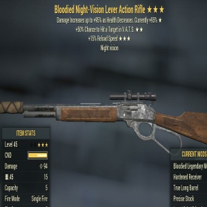 Bloodied 50Chance 15RS Lever Action Rifle 3 Stars Level 45 PC