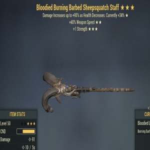 Bloodied Burning Barbed Sheepsquatch Staff 3 Stars Level 50 PC